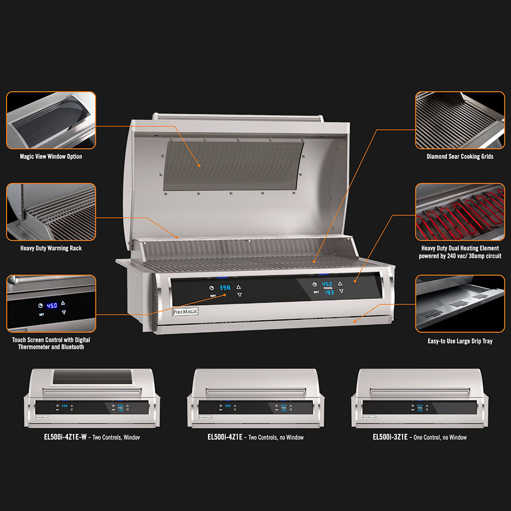 Fire Magic Built-in Electric Grill with Two Controls and Magic View Window