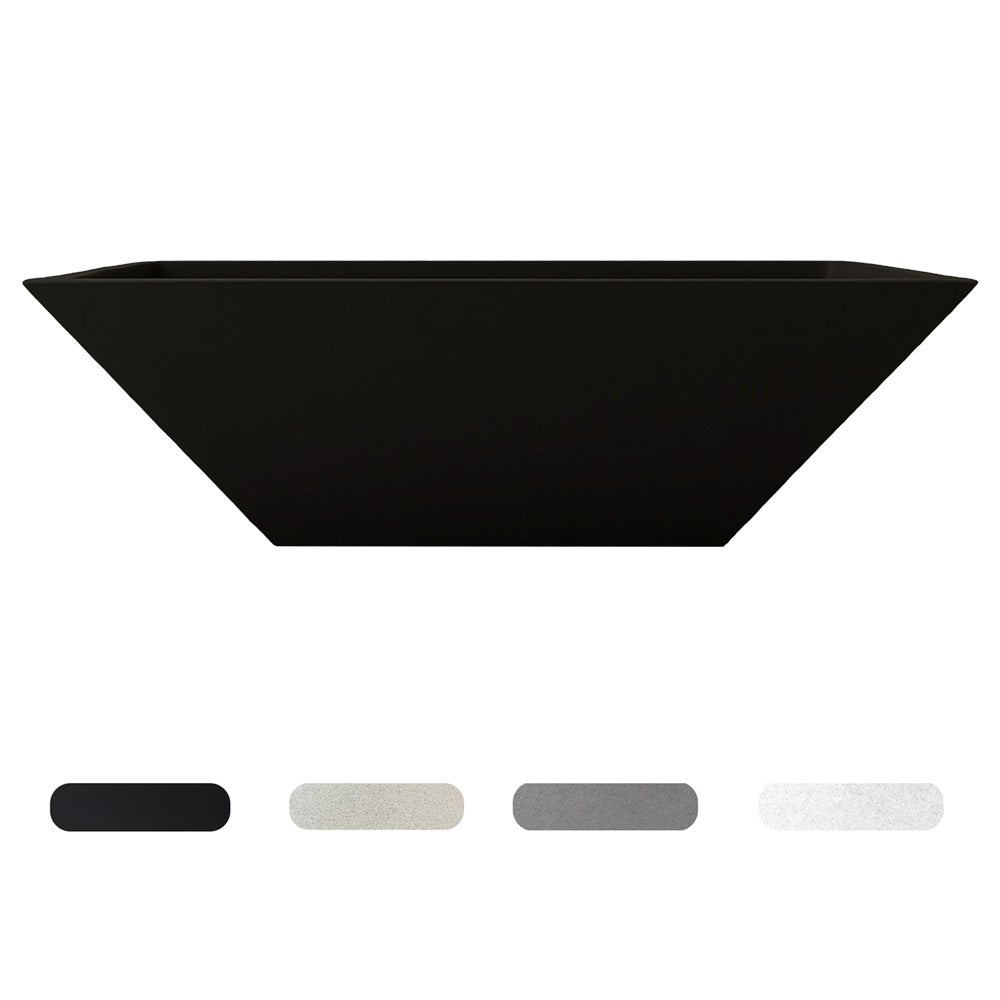 Black concrete gas fire bowl with wide flared rim, 24-inch.