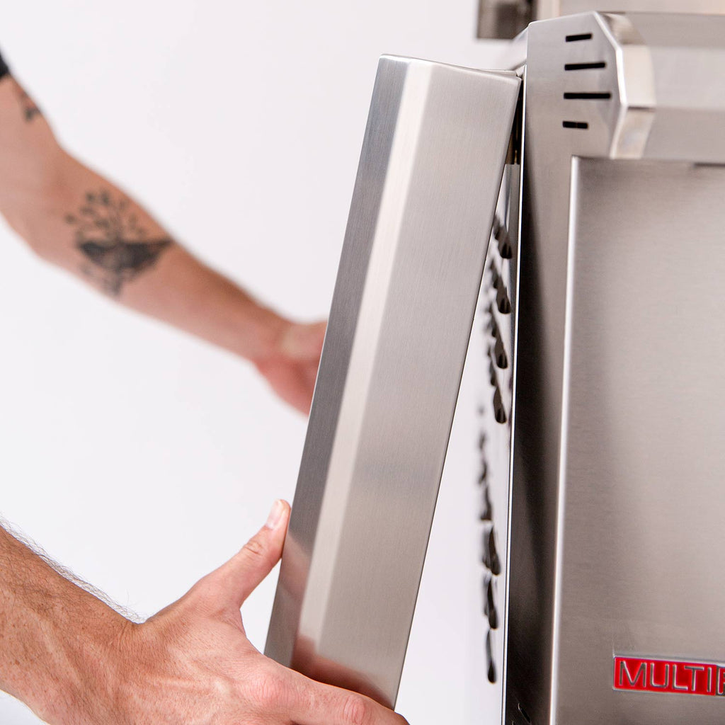 American Made Grills AMG-ENC36-CART Encore 36-Inch Dual Fuel Wood and Gas Grill with Infrared Searing Burner and Rotisserie Kit on Cart