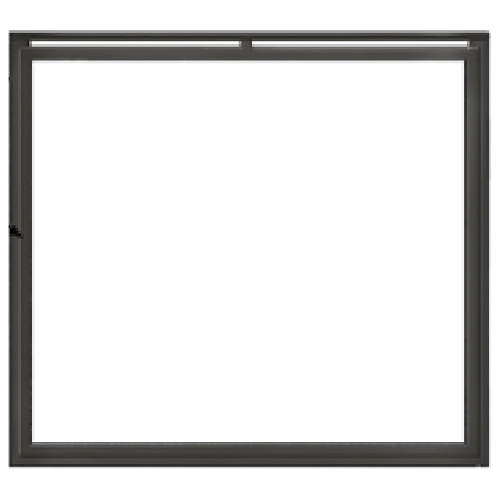 Gun metal fireplace frame with inner opening, 42-inch surround border