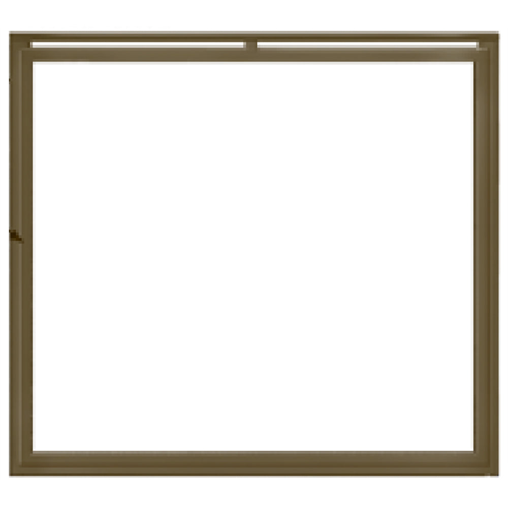 Bronze-finish fireplace insert frame with rectangular outer border