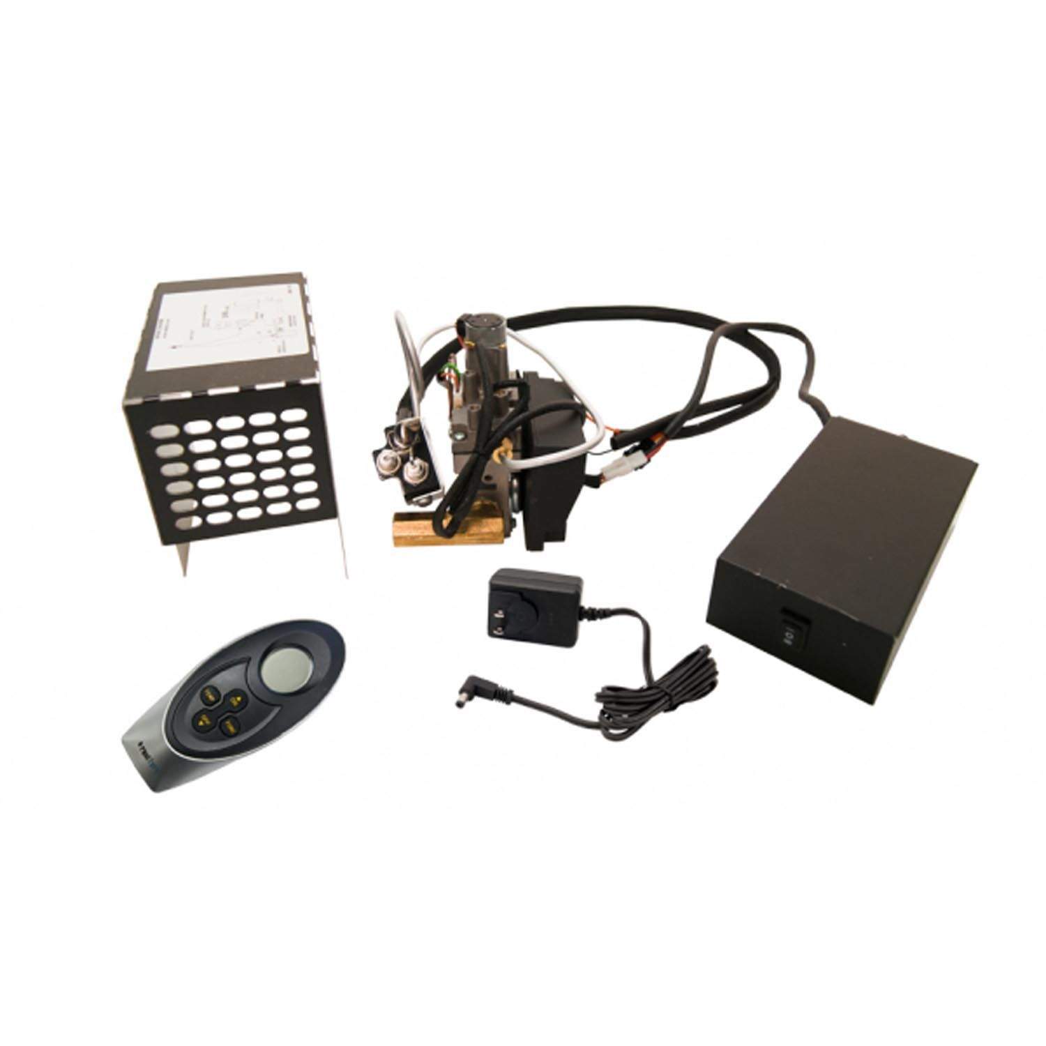 Electronic valve system kit with remote, wiring harness, and control modules