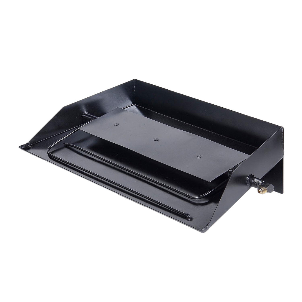 Black fireplace log set pan tray with burner grate and gas connector