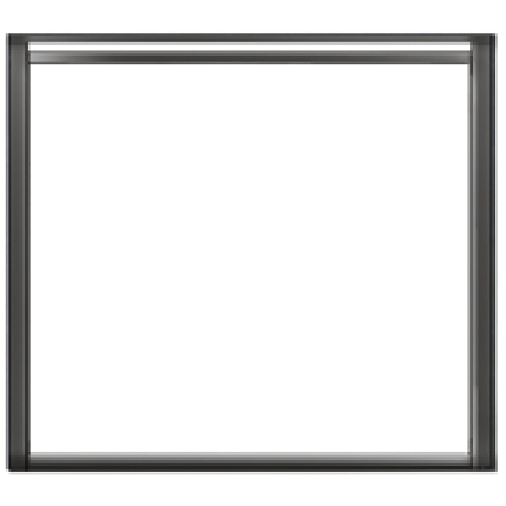 Black fireplace front frame with rectangular opening