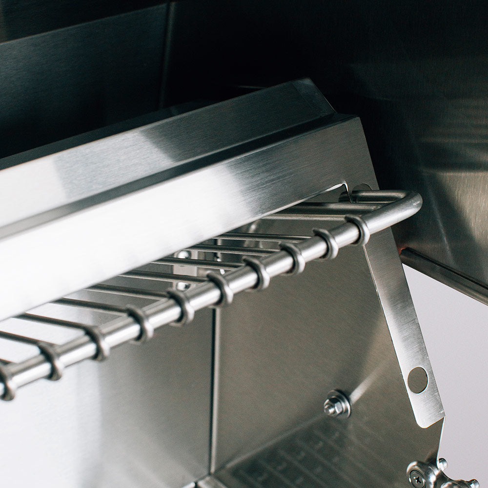 Stainless grill burner tube assembly with mounting bracket and burner housing panel