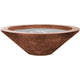Cafe brown concrete gas fire pit bowl with burner plate detail in top opening
