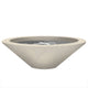 Concrete gas fire pit pedestal, cream beige stone bowl with burner grate insert