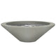 Concrete gas fire pit bowl with round burner pan, light gray finish.