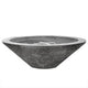 Concrete gas fire pit pedestal, dark gray stone bowl with visible burner insert