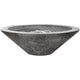 Gray concrete gas fire pit bowl with burner plate detail in top opening