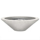 Concrete gas fire pit pedestal, light gray stone bowl with burner grate insert