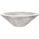 Gray concrete gas fire pit bowl with metal burner grate