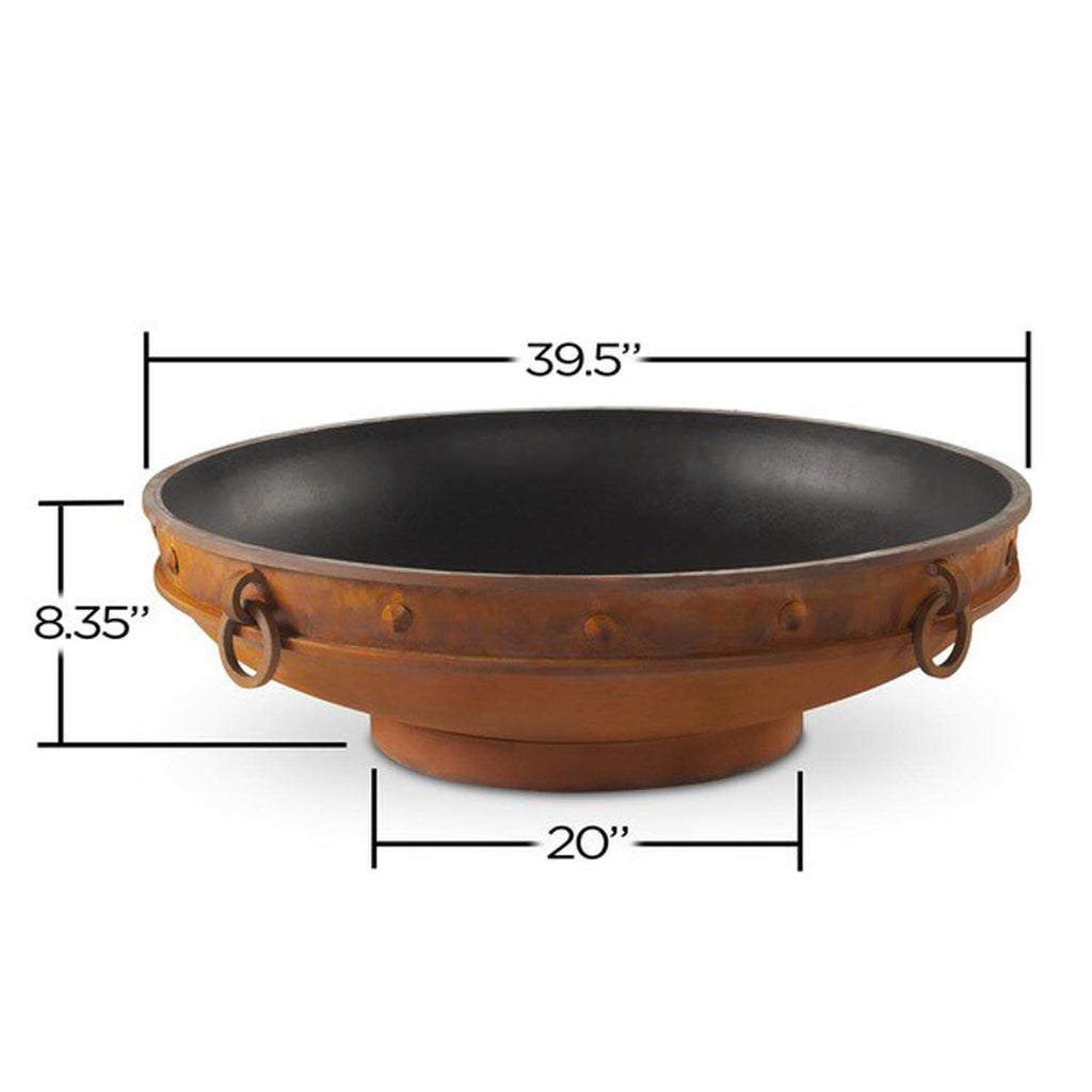 Gas fire pit size diagram with three key measurements
