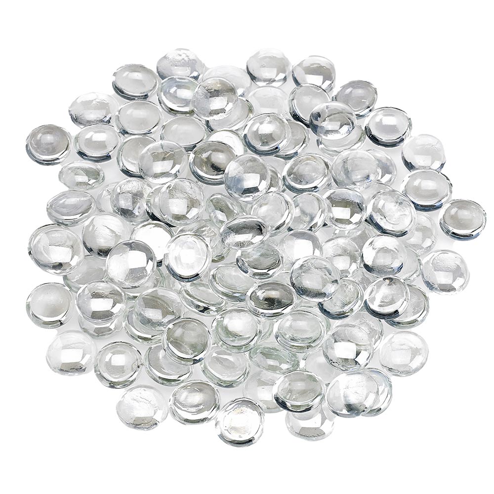 Fire glass beads, clear icy glass spheres with glossy reflections