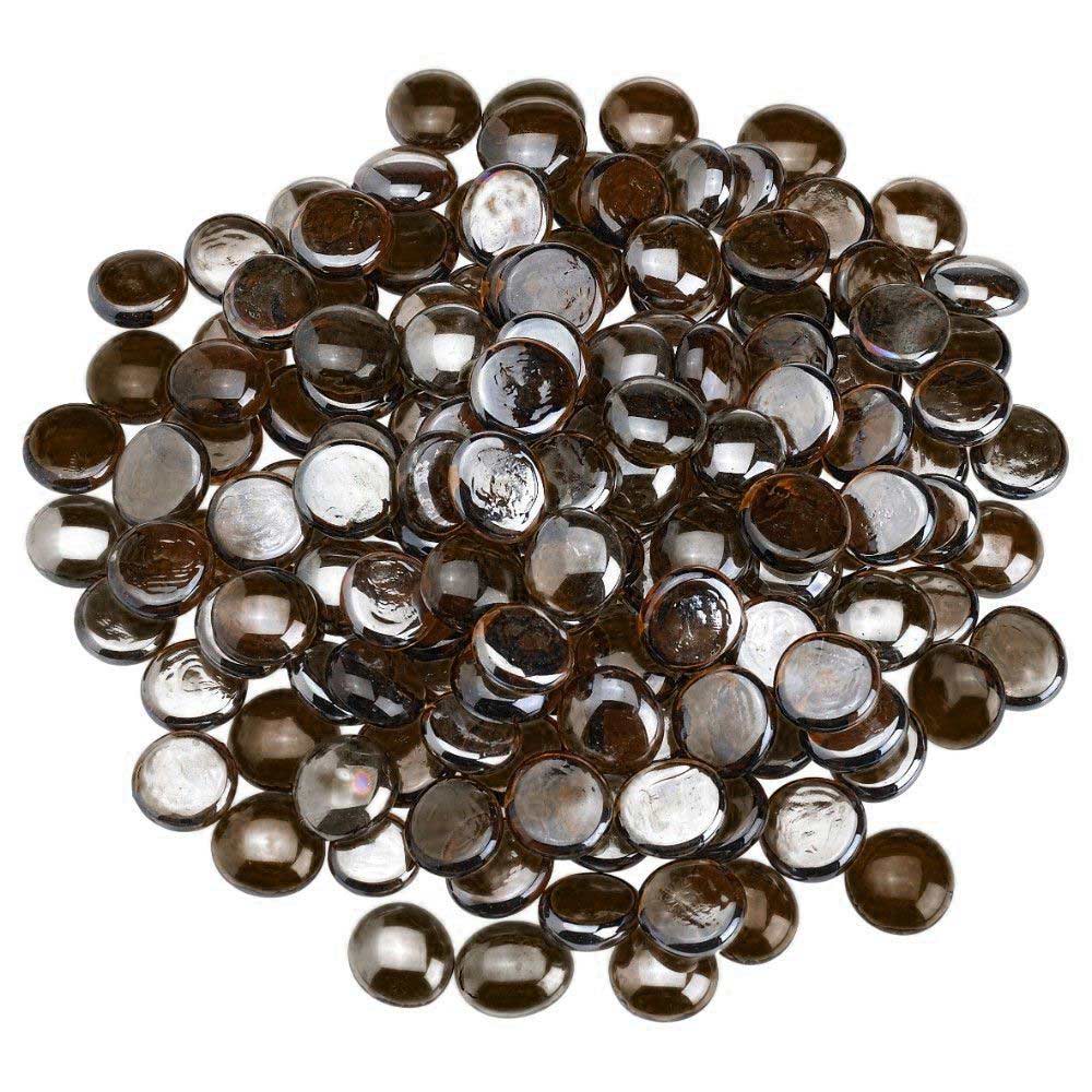 1/2-inch root beer luster fire glass beads, glossy dark brown with silver sheen