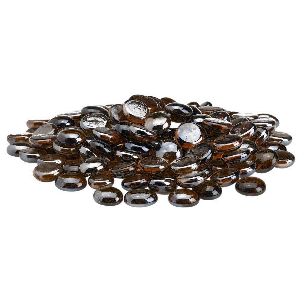 Root beer luster fire glass beads, scattered round pieces with glossy dark brown and silver
