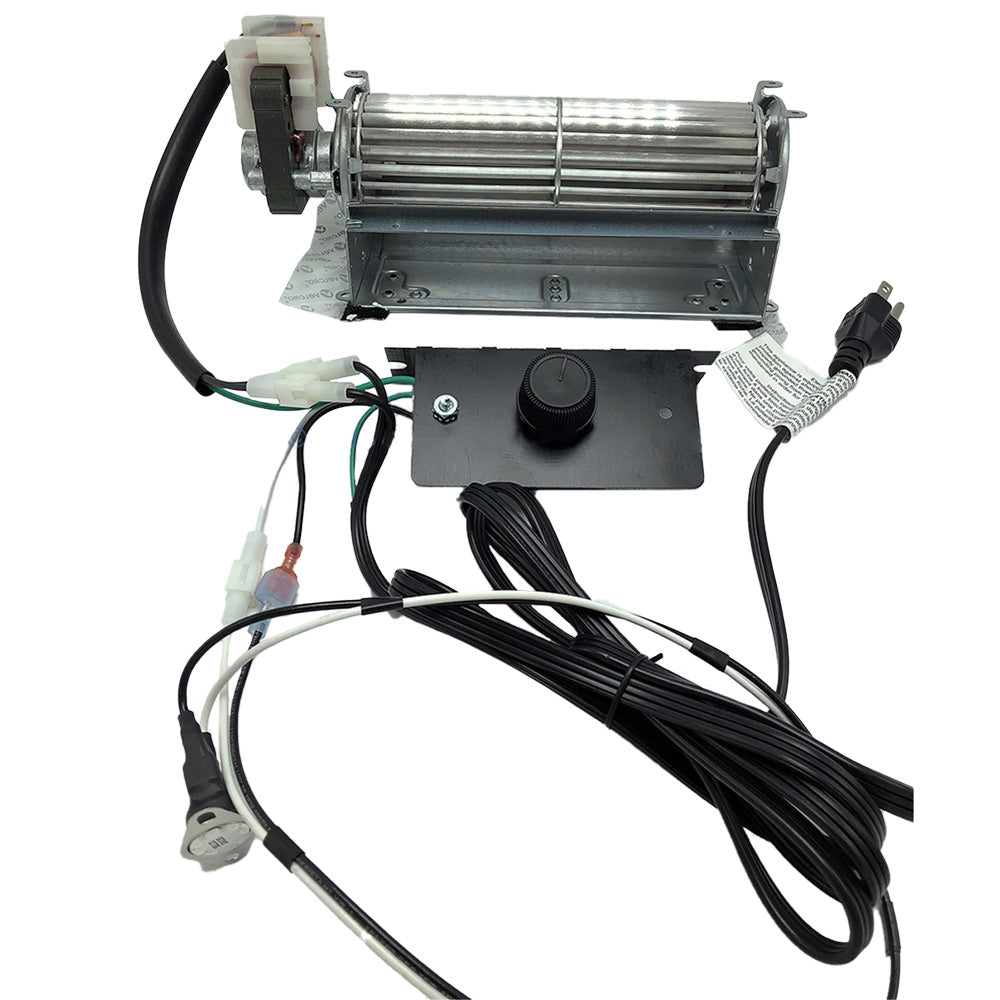 Fireplace blower with variable-speed control and wiring harness