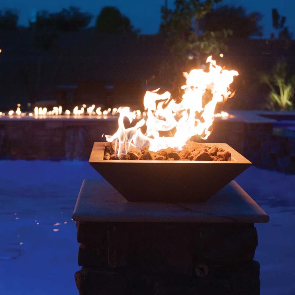 Grand Effects Square Corinthian Copper Gas Fire Bowl