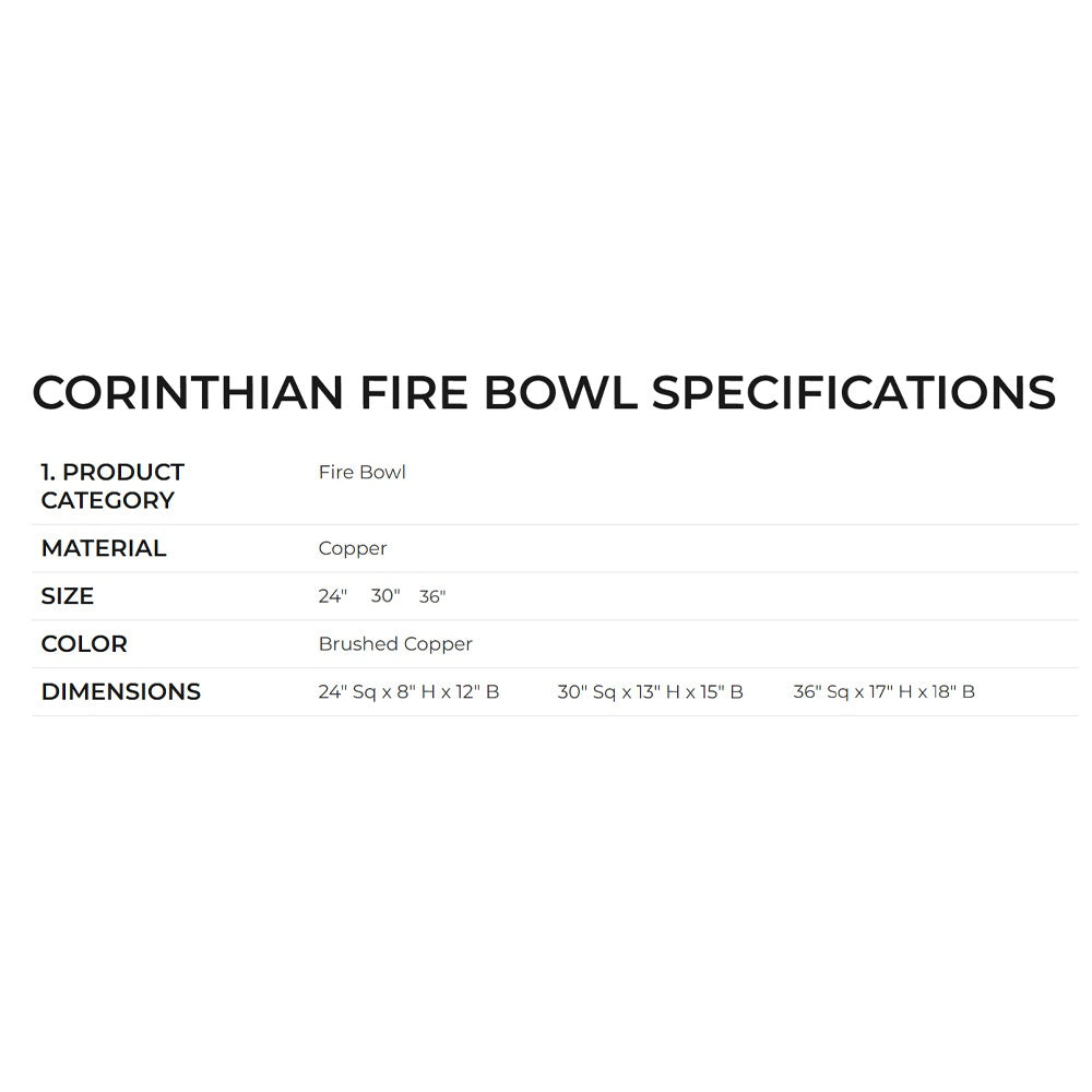 Grand Effects Square Corinthian Copper Gas Fire Bowl