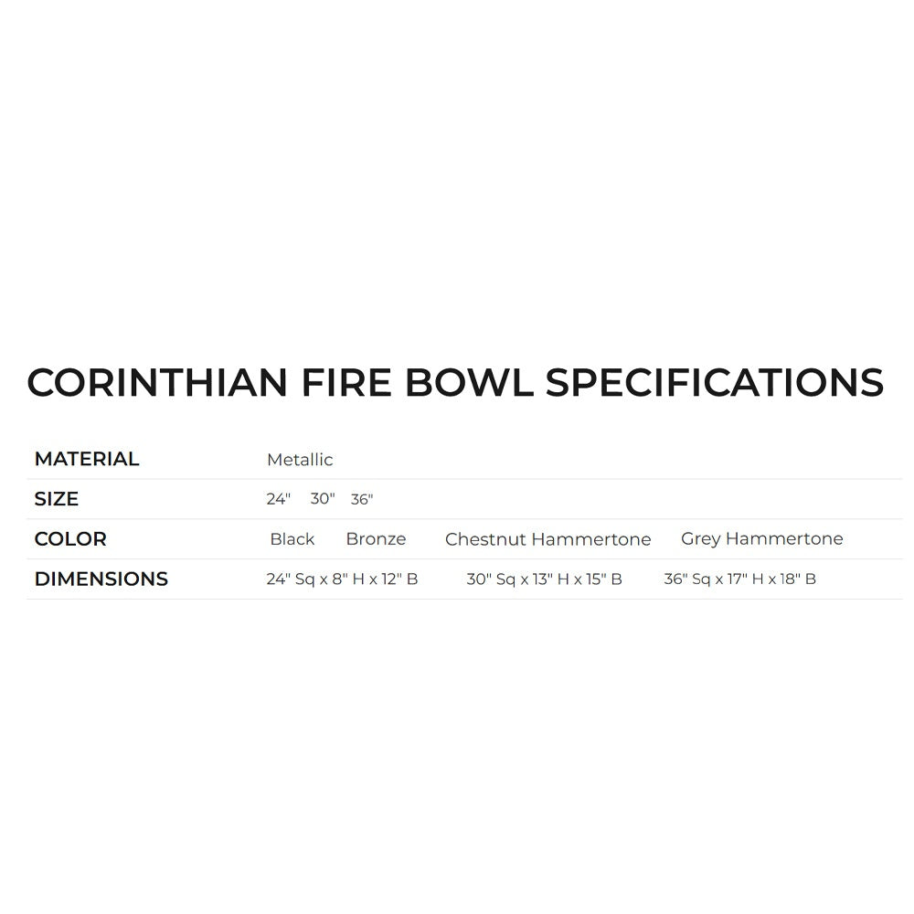 Grand Effects Square Corinthian Powder Coated Gas Fire Bowl