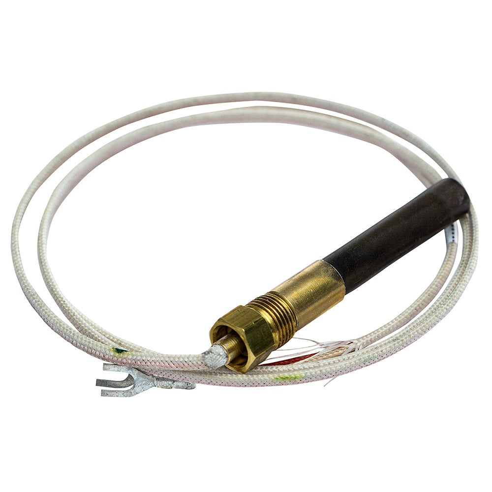 Thermopile sensor assembly with black end cap and brass connector, gray lead wires