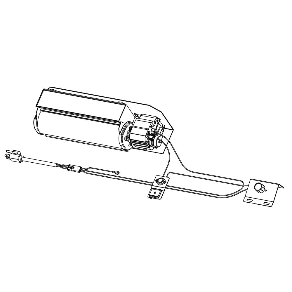 Heat-activated blower kit with blower assembly and wiring harness