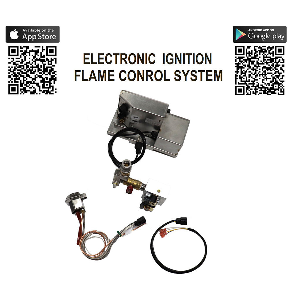 Electronic ignition flame control system kit with linear control box and gas ignition parts