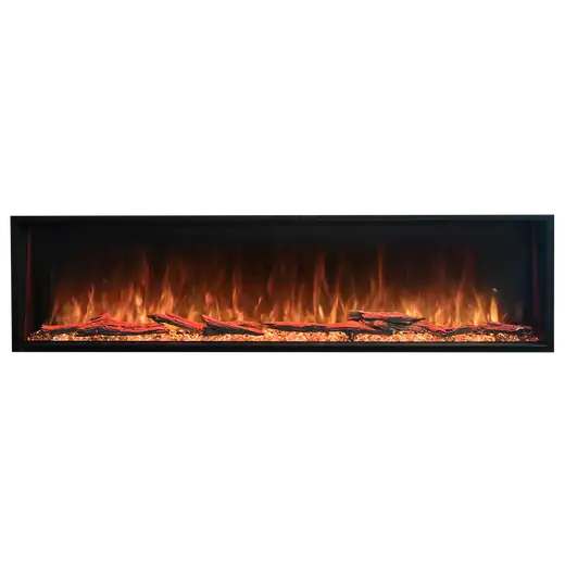 Wall-mounted electric fireplace insert with LED flame effect