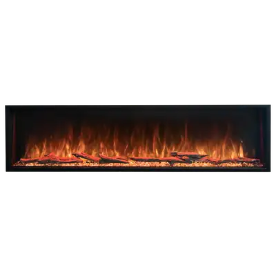 Wall-mounted electric fireplace insert with LED flame effect