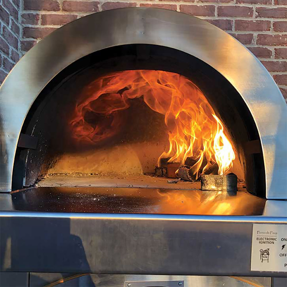 HPC Fire Forno Dual Fuel Wood & Gas Countertop Glass Tile Pizza Oven on Cart
