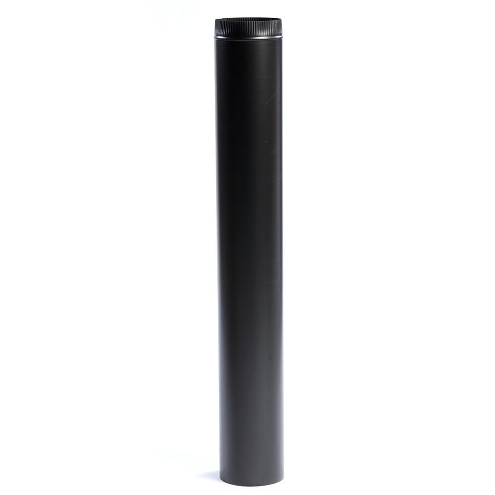 Black rigid chimney stove pipe, ribbed top