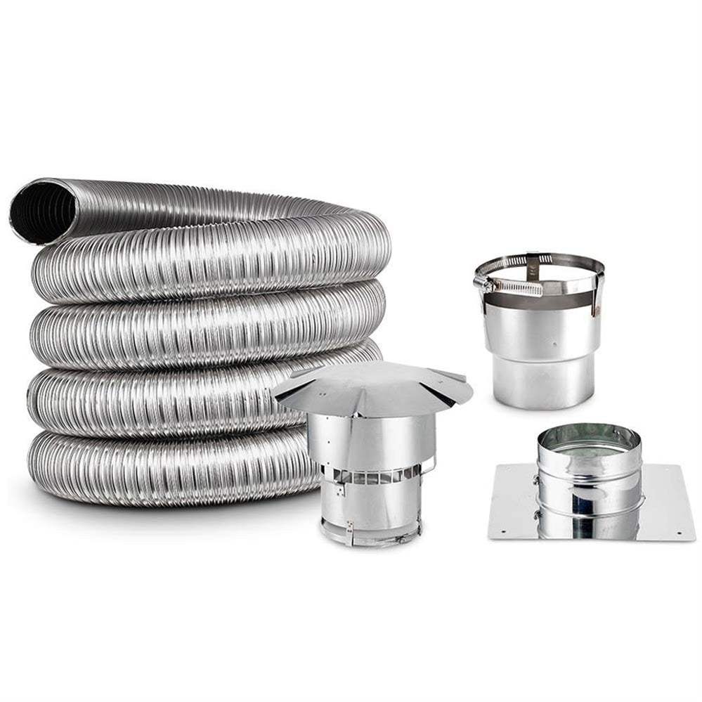 Kingsman vent starter kit with ribbed metal vent pipes, collars, and mounting base