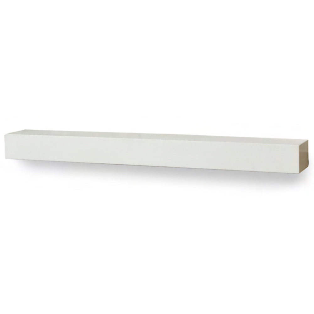 72-inch non-combustible white mantel shelf with smooth rectangular ledge and side profile