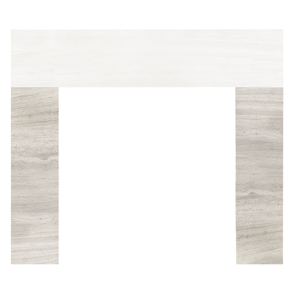 Light driftwood marble stone surround legs with rectangular columns, tapered top