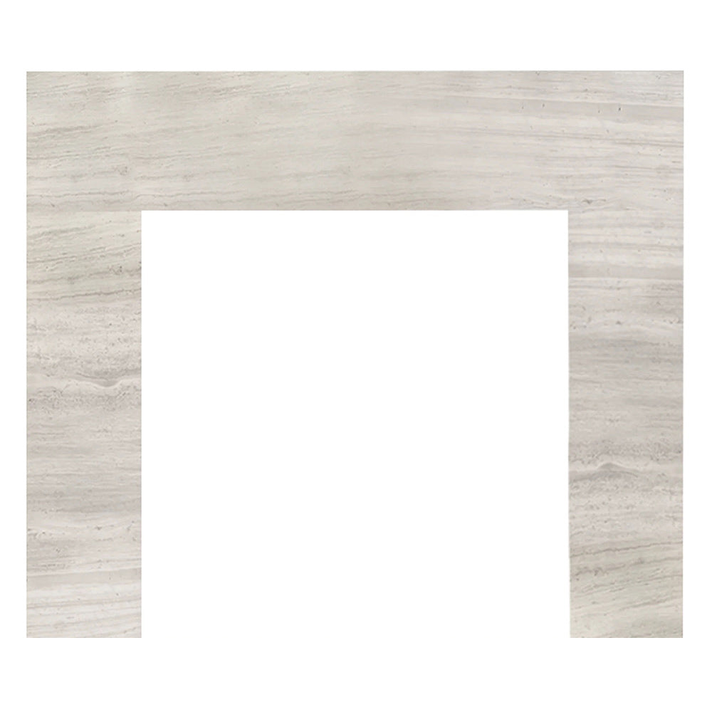Driftwood marble stone surround panel with light beige veining and smooth finish