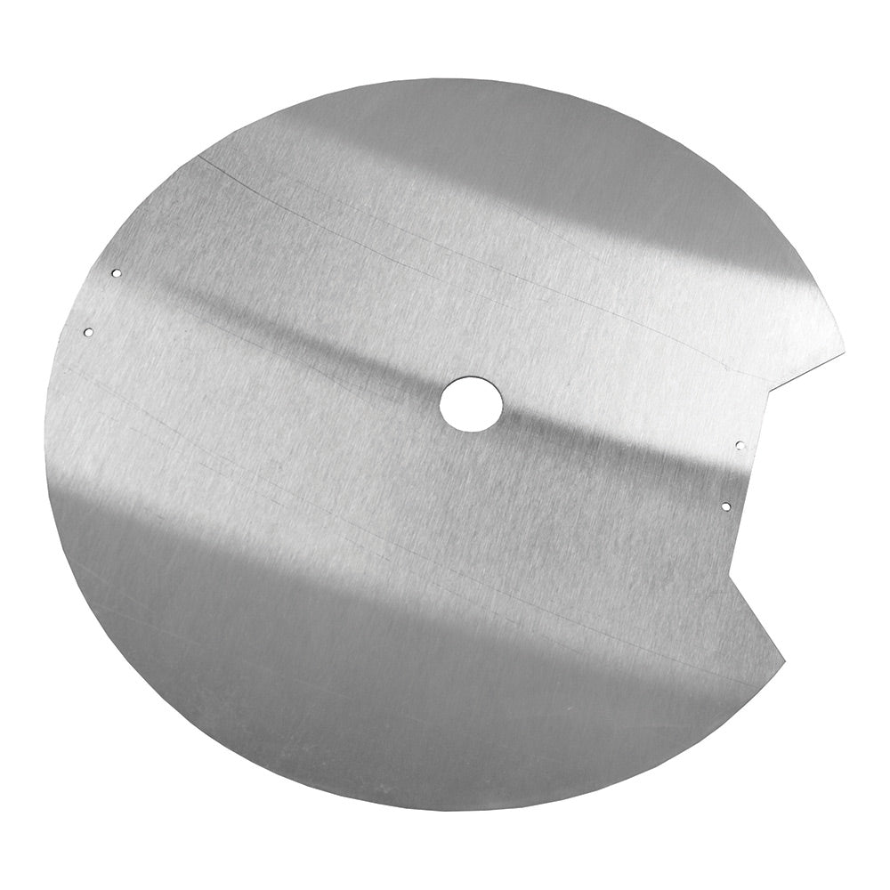 Stainless steel heat shield disc with center hole and mounting holes