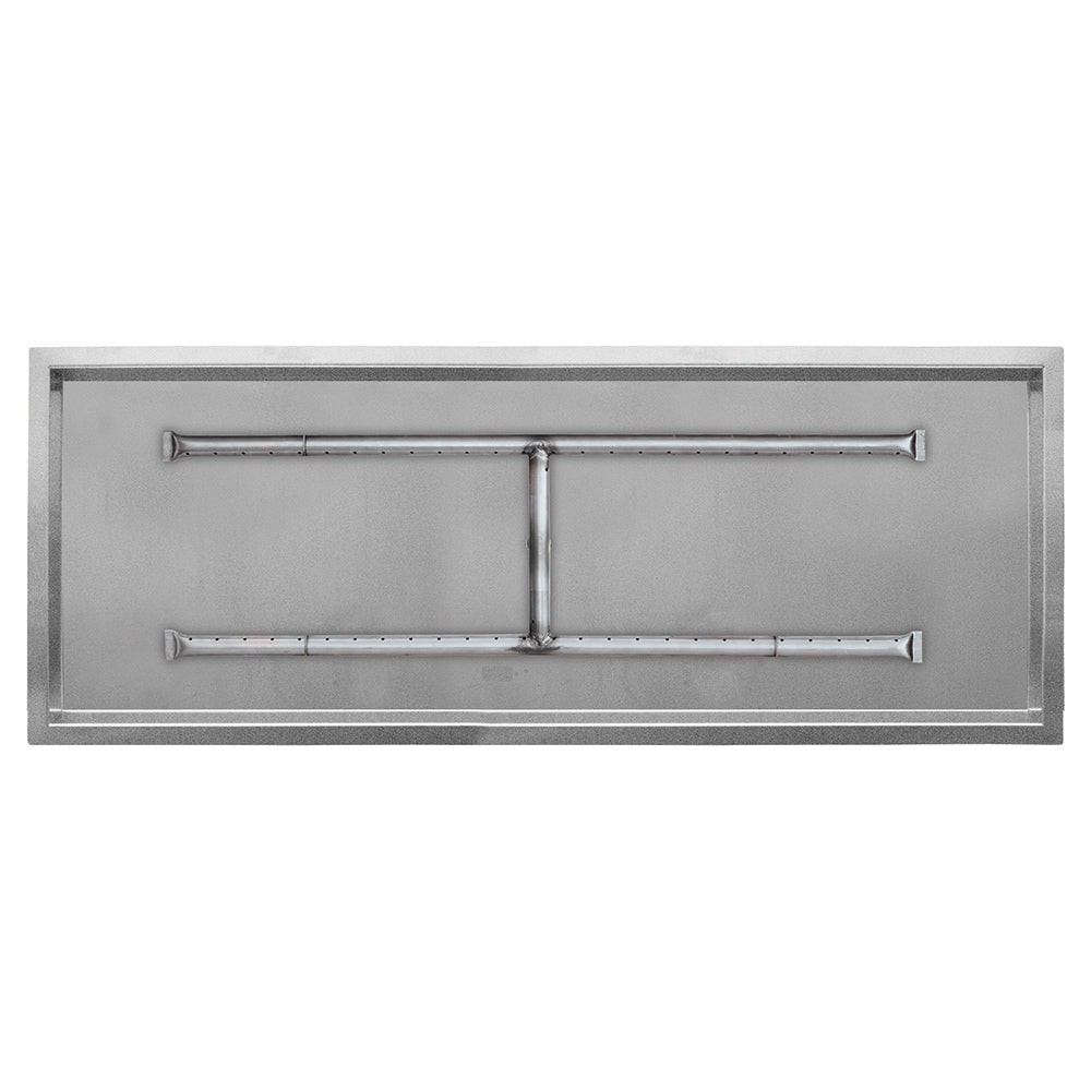 Stainless steel gas fire pit burner assembly with H-shaped burner tubes