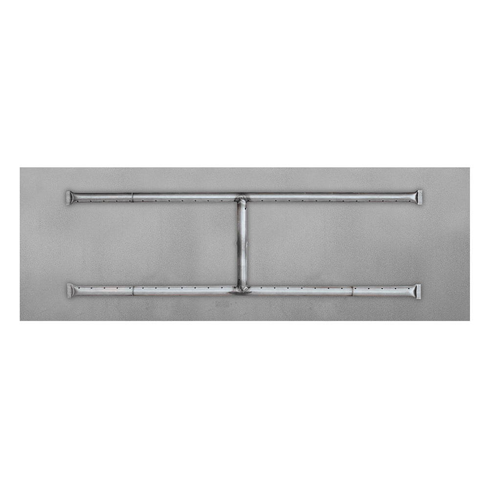 Stainless steel gas burner tubes for fire pit burner kit in an H shape