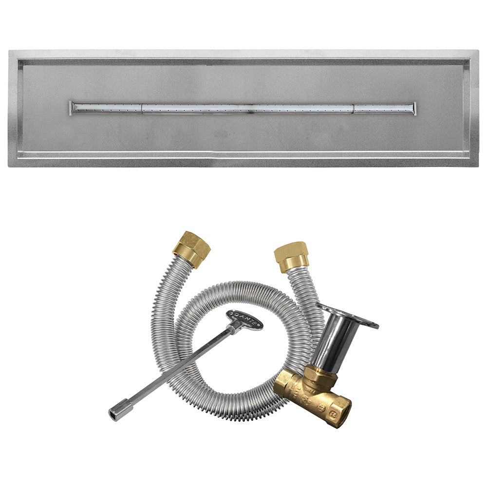 Stainless steel drop pan for a match-light gas fire pit burner kit