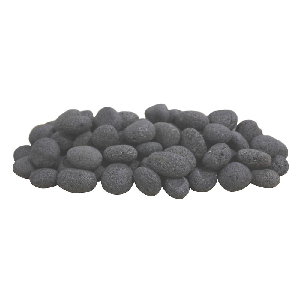 Grey lava stones, oval pebbles in a pile