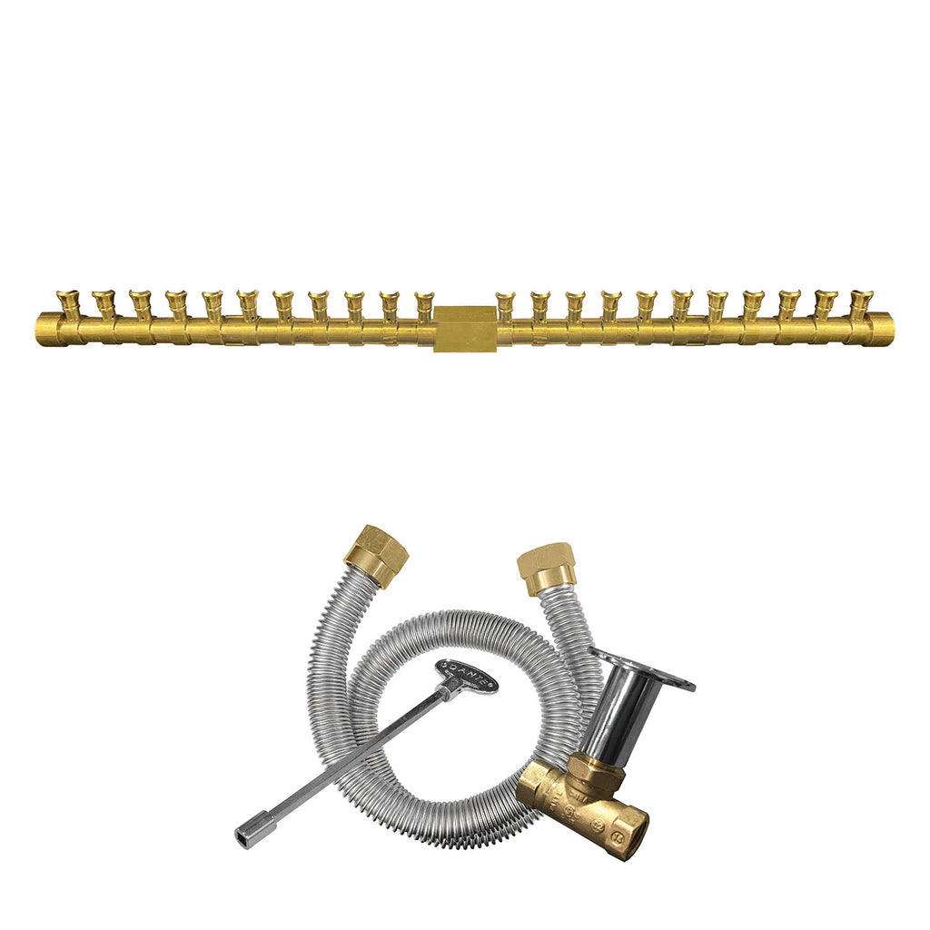 Firegear FG-PSBRTBK Pro Series Brass T-Shaped Gas Fire Pit Burner Kit