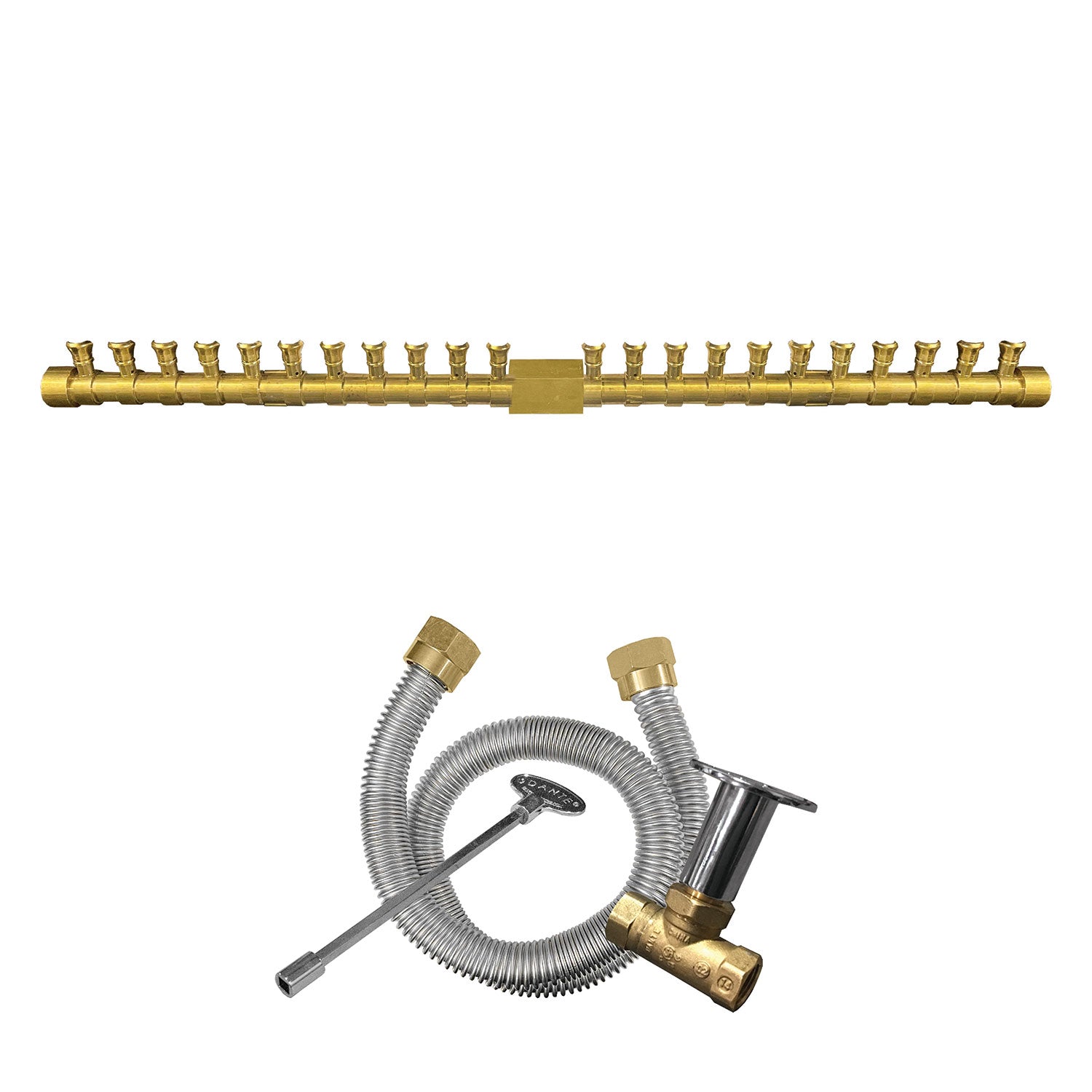 Firegear FG-PSBRTBK Pro Series Brass T-Shaped Gas Fire Pit Burner Kit