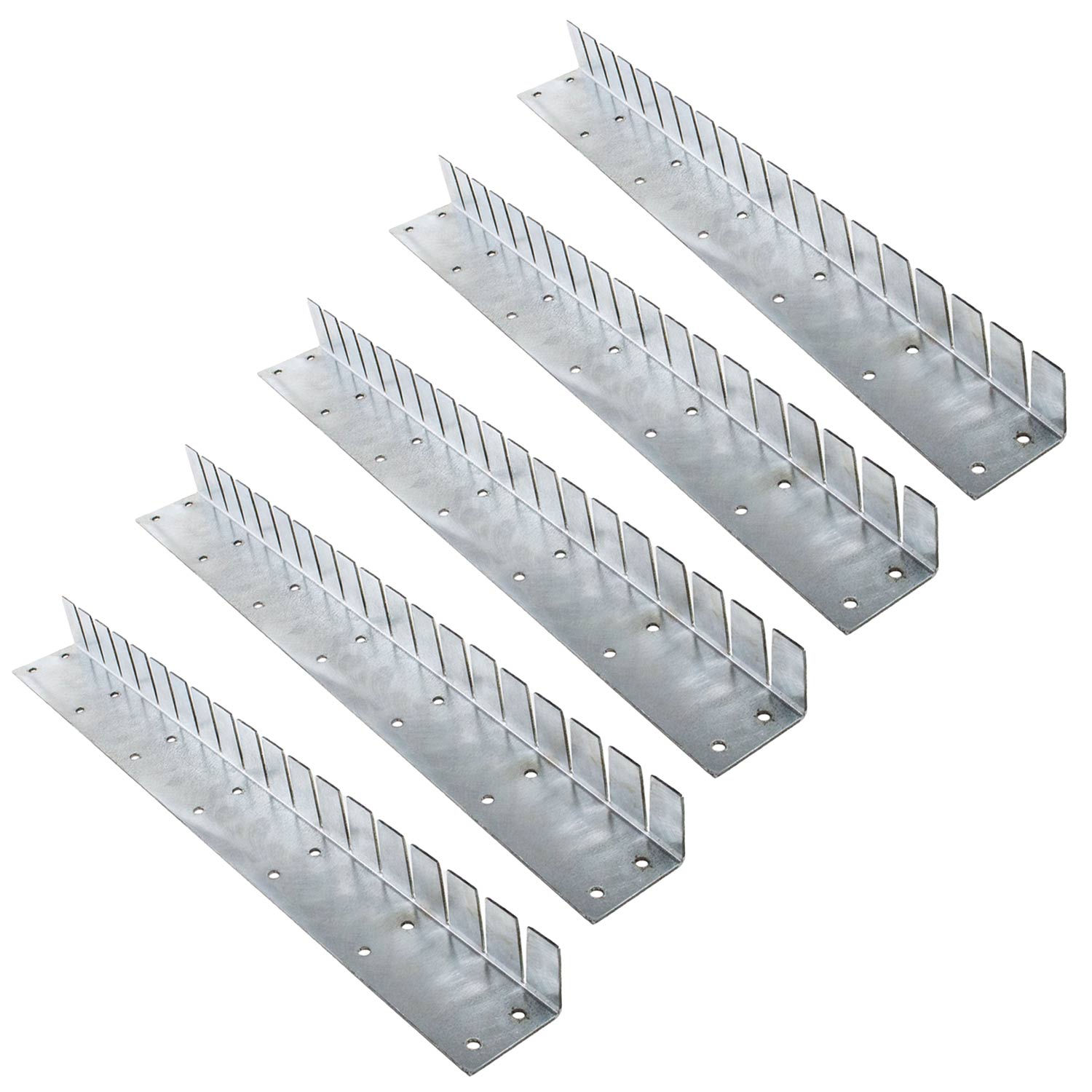 Universal flexible installation collar set of 5, silver metal plates with mounting holes