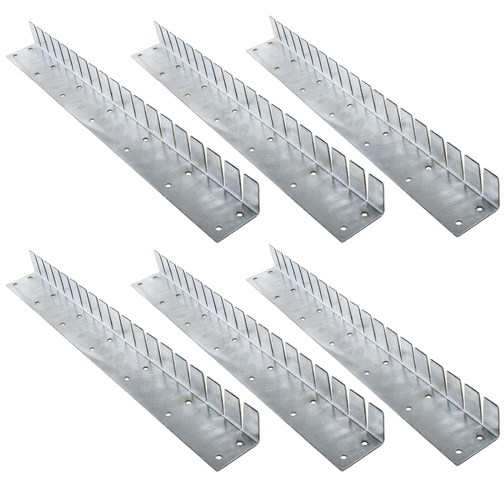 Set of 6 flexible installation collars, silver metal straps with rows of holes