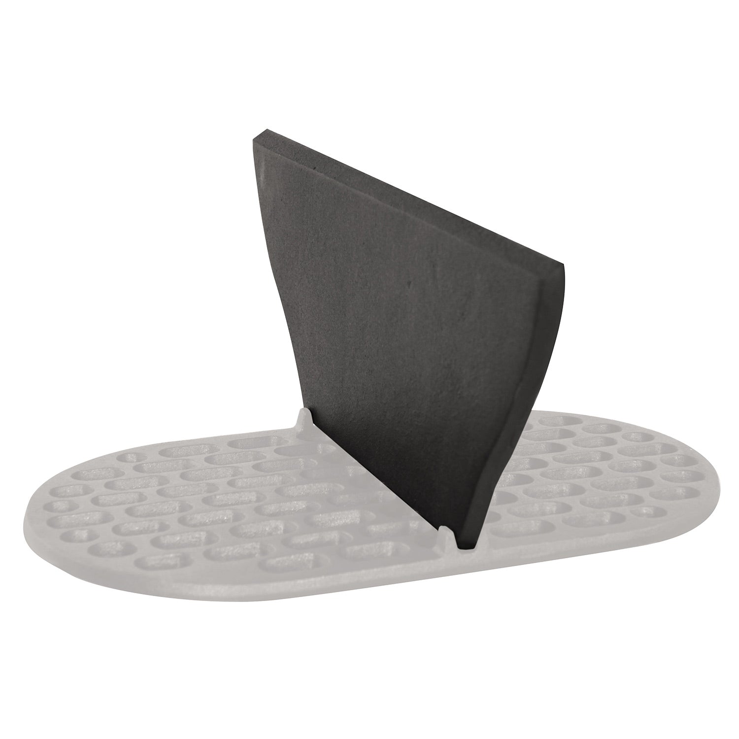 Cast iron oval grill divider, dark gray, standing on perforated insert