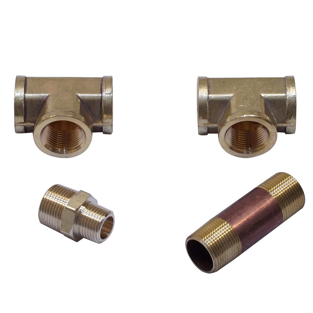 Metal key valve connection fitting with threaded ports and matching connector pieces