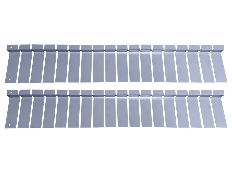 Pair of stainless steel flexible installation collar strips with mounting holes