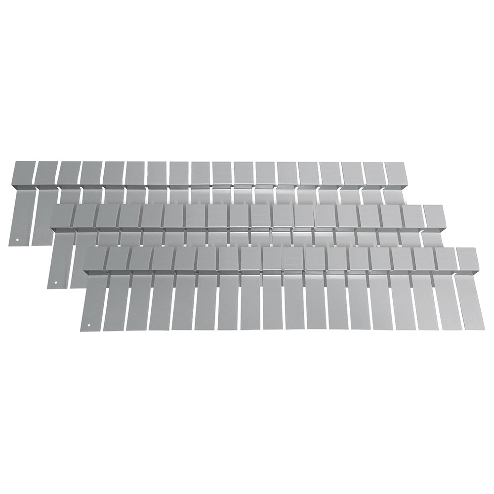 Stainless steel flexframe edging with slotted rails and mounting tabs