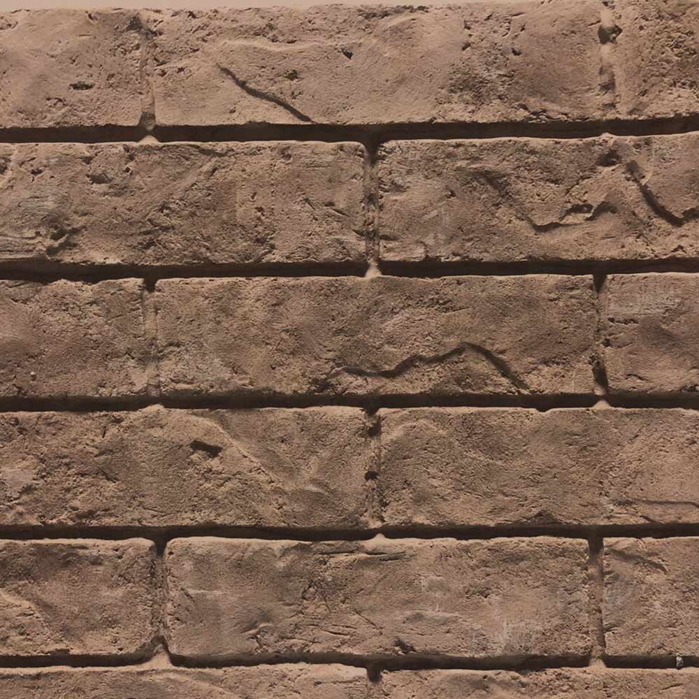 Brown stacked ceramic liner tiles with rectangular brick pattern