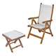White sling chair with footrest, teak frame and padded seat and back